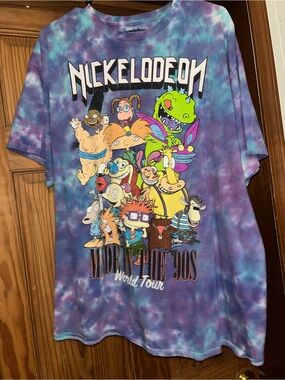 Nickelodeon Purple and Blue Tie-Dye '90s Characters Tee